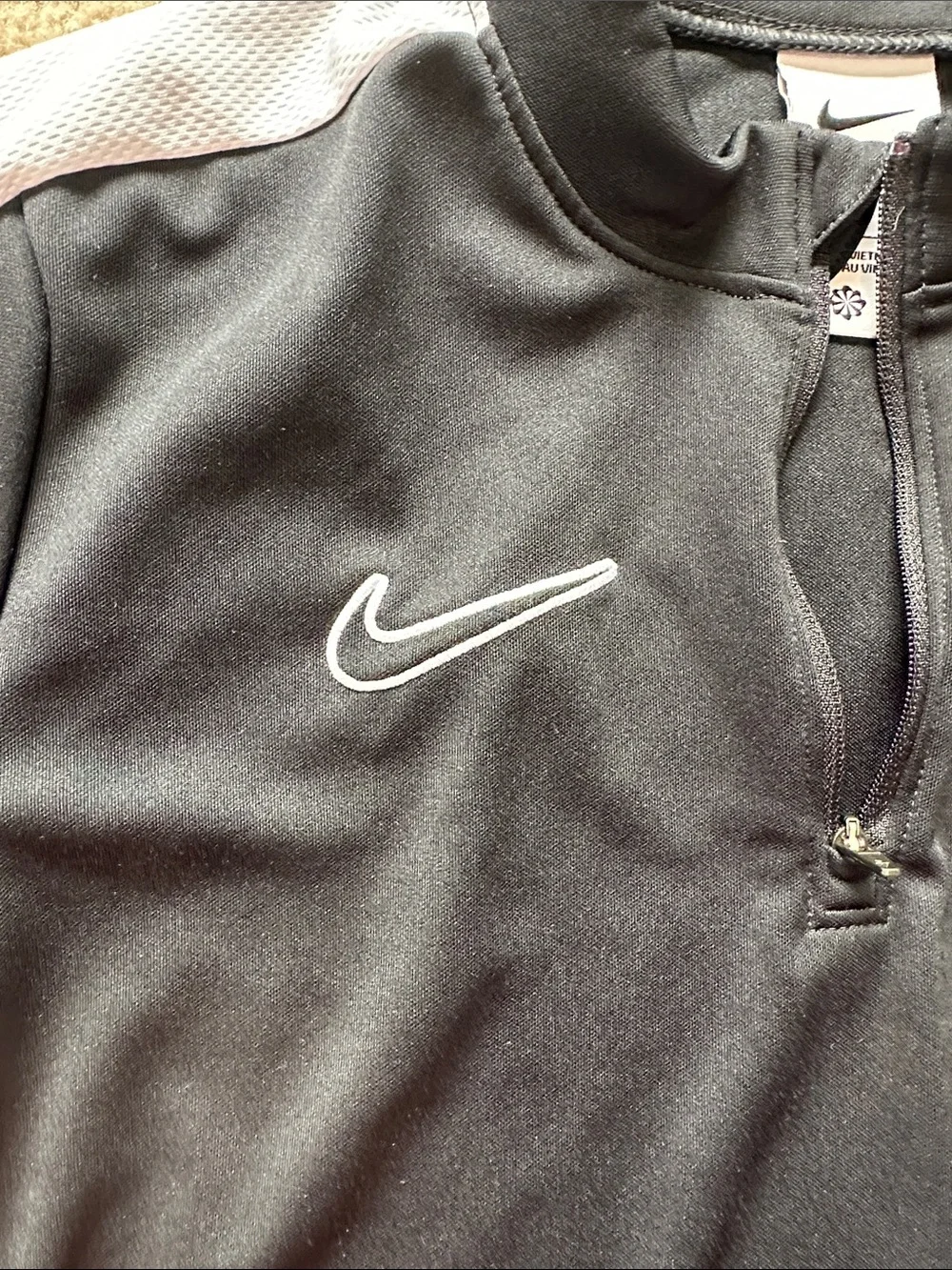 Nike Boys Black Performance Quarter-Zip with White Panels